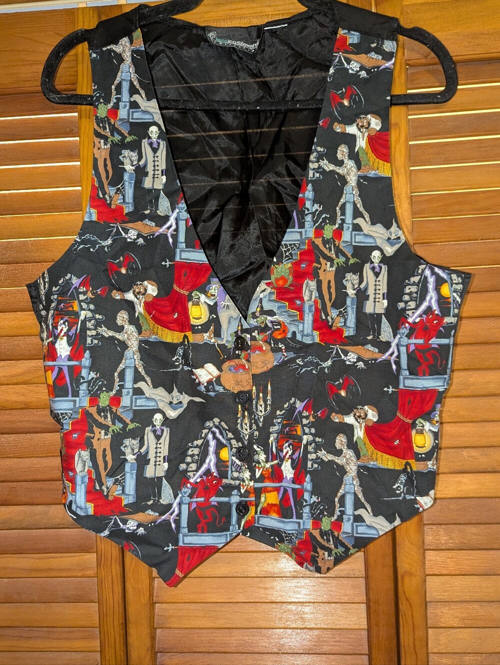 Vintage Devils Werewolves Dracula Mummy Halloween Fall Tie Waist Vest Ghosts